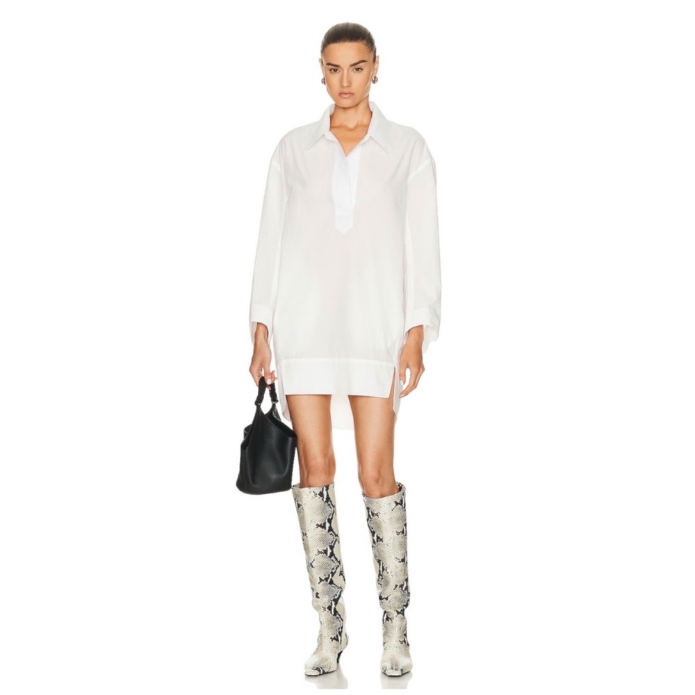 Khaite Kal Dress White Poplin Cotton Mini Shirt Dress 2 - Picture 1 of 8